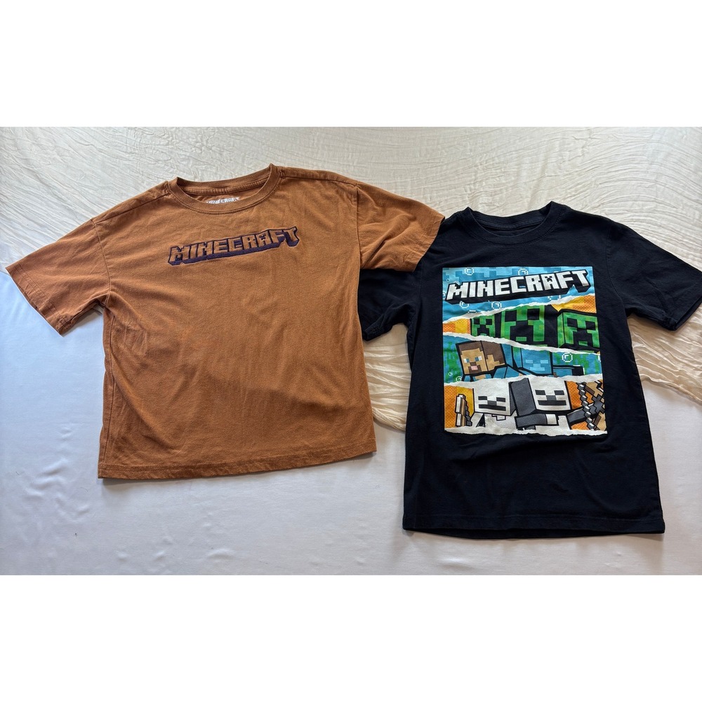 Minecraft Licensed Boys Vibrant Color Graphic Short Sleeve Tees Set of 2 Sz 6/7